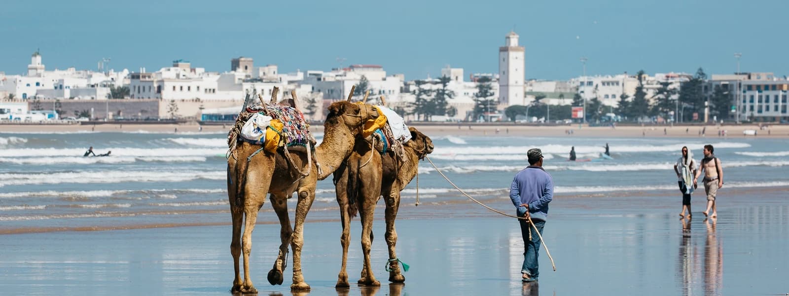 Historic fortified sea ramparts along the Atlantic coast in Essaouira