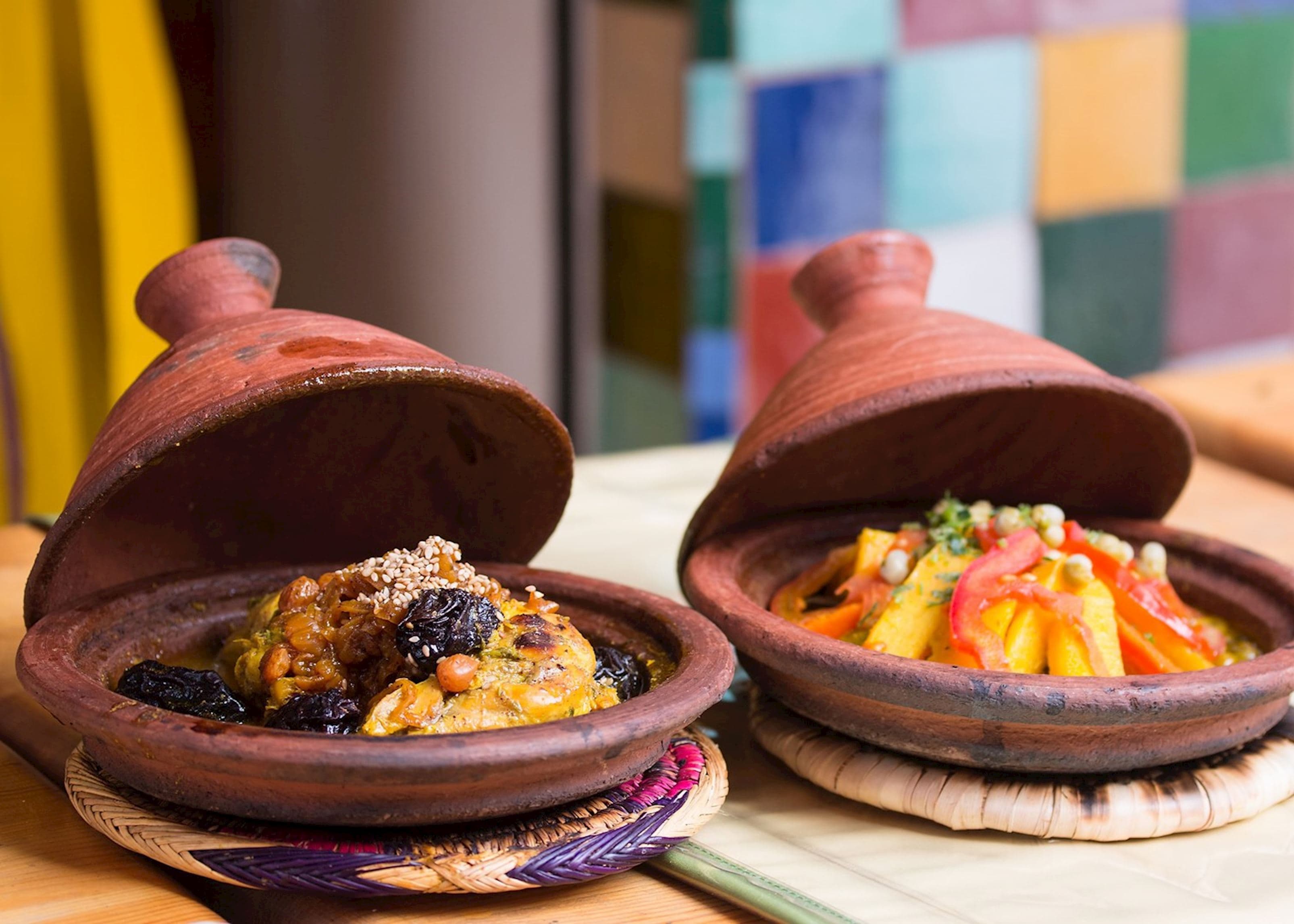 Authentic freshly prepared Moroccan dishes and aromatic spices
