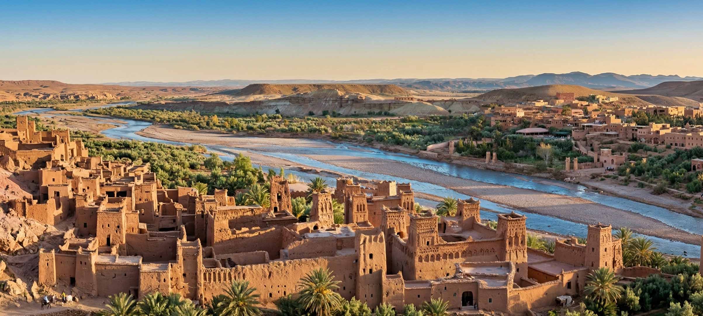 Historic clay ksar of Ait Ben Haddou against the Atlas foothills