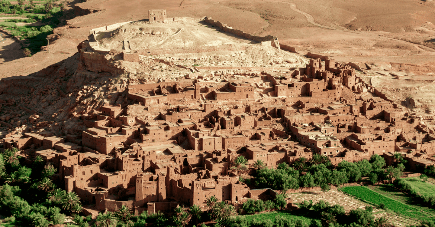 Panoramic view of Kasbah in Ouarzazate